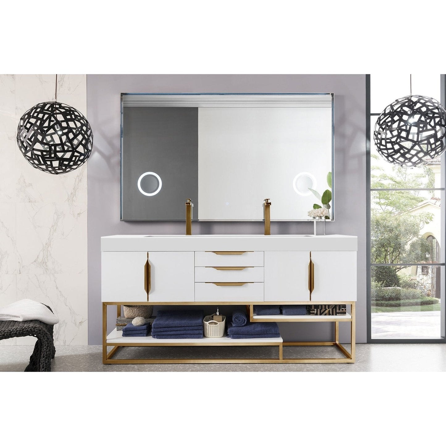 James Martin Vanities Columbia 72" Double Vanity - 388-V72D-AGR-MB-DGG