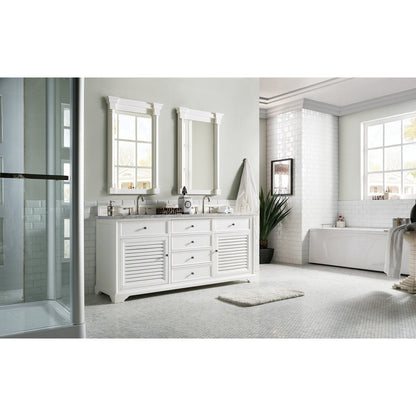 James Martin Vanities Savannah 72" Bright White Double Vanity - 238-104-V72-BW-3AF