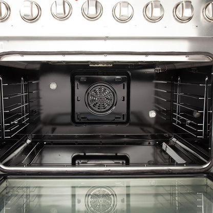 Forno 5-Piece Appliance Package - 36-Inch Dual Fuel Range, Refrigerator, Wall Mount Hood, 24-Inch Microwave Drawer, & 3-Rack Dishwasher in Stainless Steel - APR5-6156-36-H-MWD