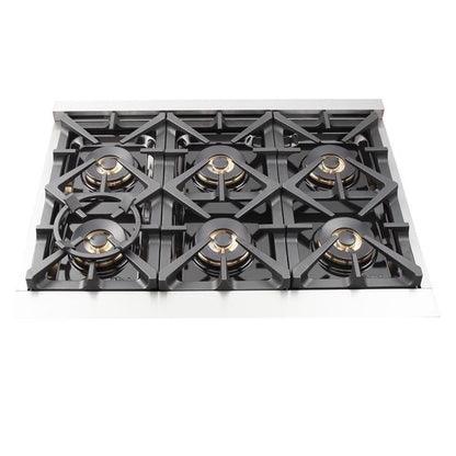 Forno 5-Piece Pro Appliance Package - 36-Inch Gas Range, Refrigerator, Wall Mount Hood with Backsplash, 24-Inch Microwave Drawer, & 3-Rack Dishwasher in Stainless Steel - AP5-6260-36-MWD