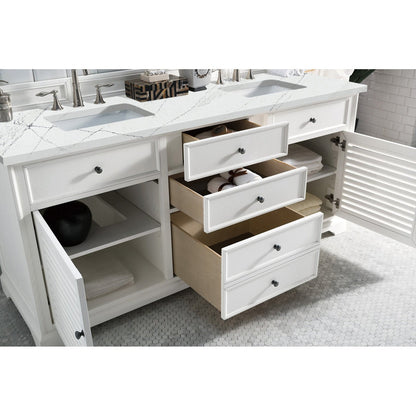 James Martin Vanities Savannah 72" Bright White Double Vanity - 238-104-V72-BW-3AF