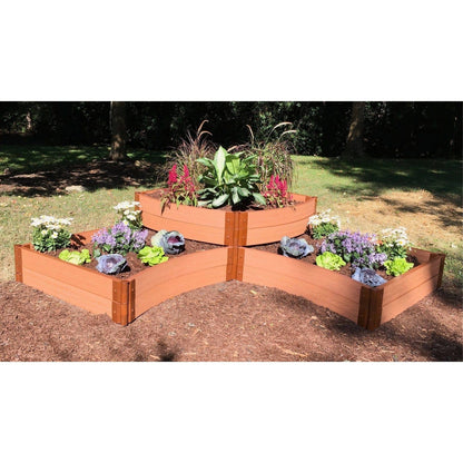 Frame It All | Tool-Free Teardrop Curved Corner Raised Garden Bed 2-Tier 8' X 8' X 22" - Weathered Wood - 1" Profile - 800004007