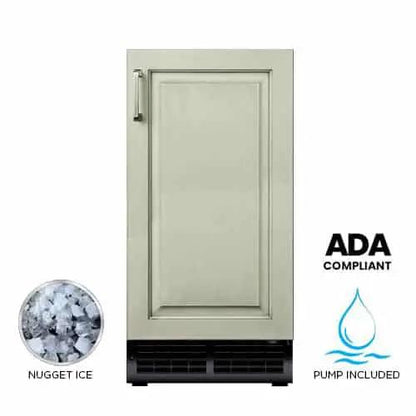 XO APPLIANCE XOUIM1585NOPA 15" Nugget Ice Maker Panel Ready w Pump ADA Height Custom Panel Ready
