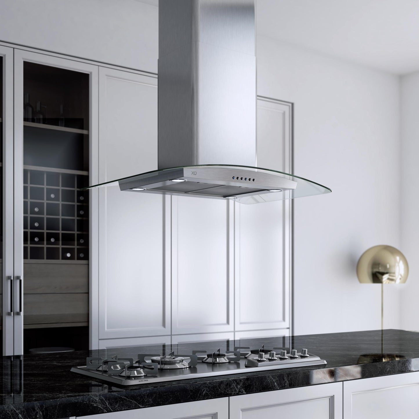 XO APPLIANCE XOMI42GC 42" CCC 600/395 CFM Island Hood Stainless/Glass in Stainless Steel - XOMI42GC
