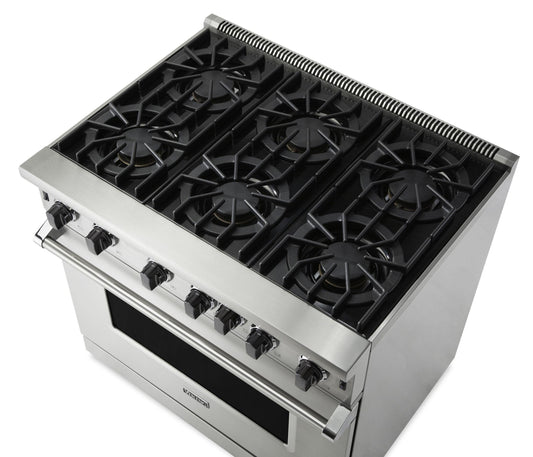 VIKING 36" Open Burner Gas Range Viking 5 Series Gray - VGIC53626BSQLP