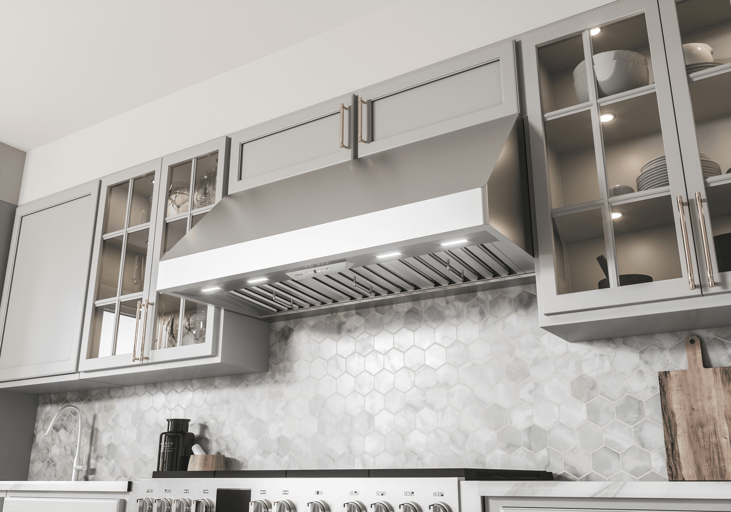 ZEPHYR Tempest II, 18in Wall, 48in, SS, LED, ACT in Stainless Steel - AK7548CS