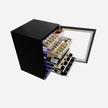 XO APPLIANCE XOU24WWGBR Wine and Weed 24" Black Glass, Right Hinge Black - XOU24WWGBR