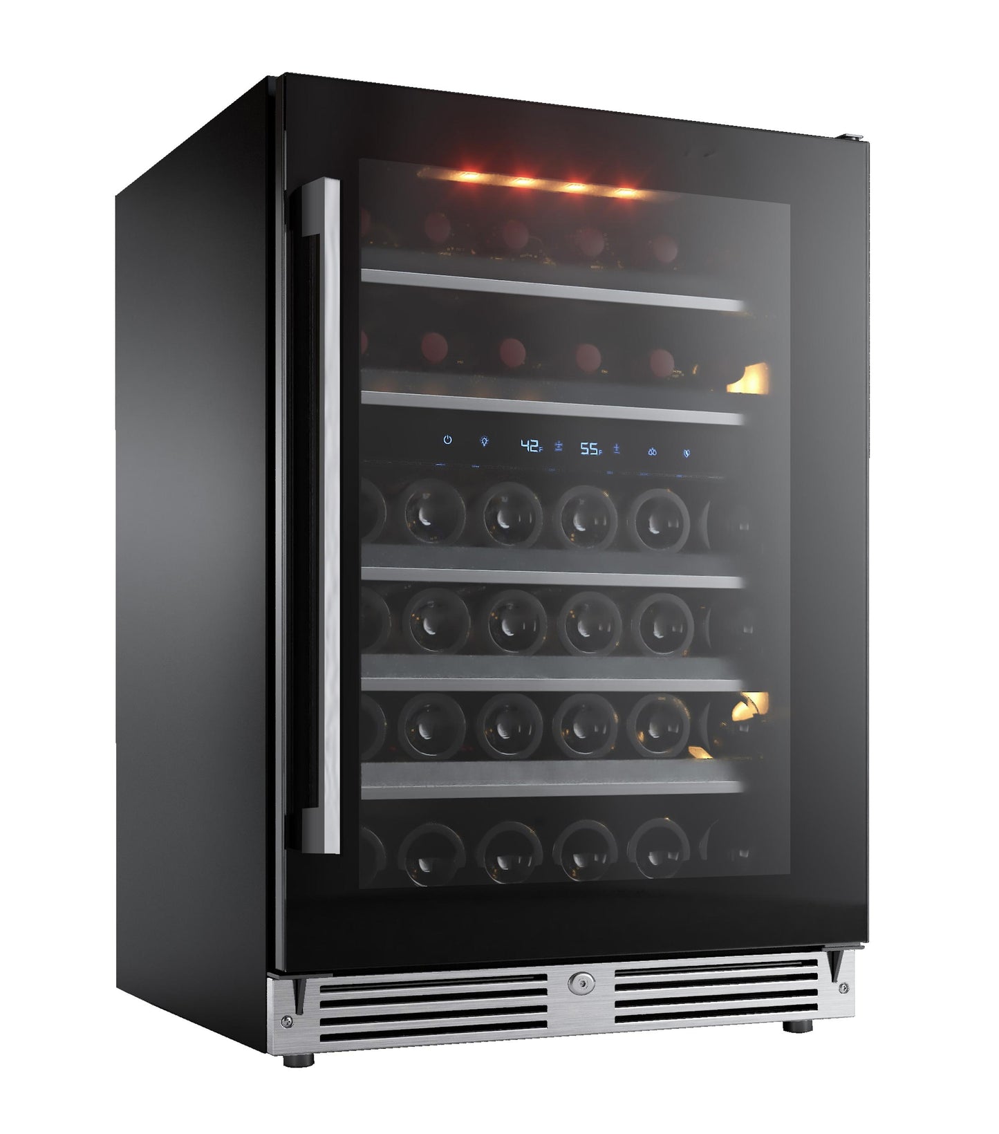 XO APPLIANCE XOU24WDZGBR Dual Zone Wine Cooler, 24" Black Glass, Right Hinge Black - XOU24WDZGBR