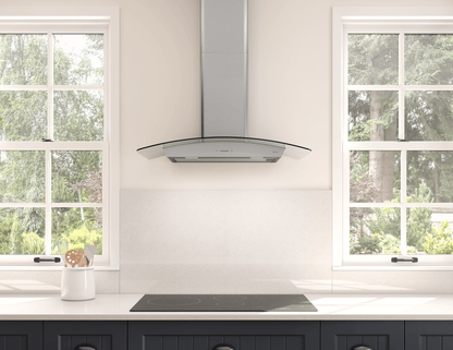 ZEPHYR Ravenna Wall, 30in, SS+Clear Glass, LED in Stainless Steel - ZRVE30CGC