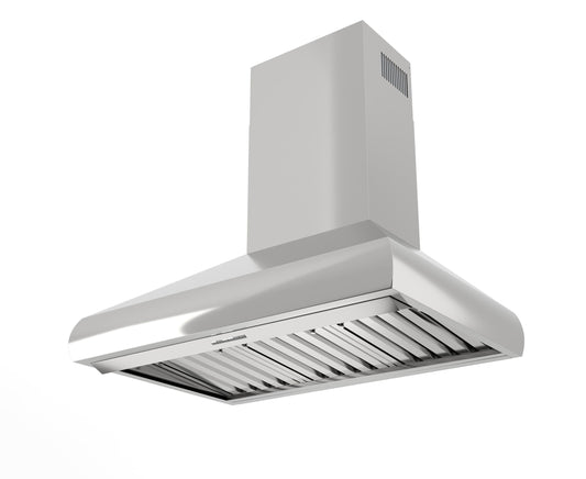XO APPLIANCE XOVW36SC 36in Pro Wall Chimney Hood in Stainless Steel Rounded Lip 600/395 CFM in Stainless Steel - XOVW36SC