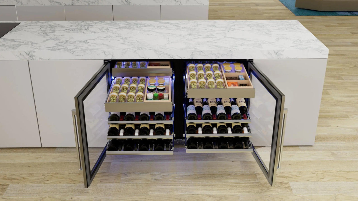 XO APPLIANCE XOU24WWGBR Wine and Weed 24" Black Glass, Right Hinge Black - XOU24WWGBR