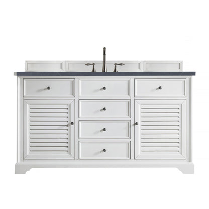 James Martin Vanities Savannah 60" Bright White Single Vanity - 238-104-V60S-BW-3AF