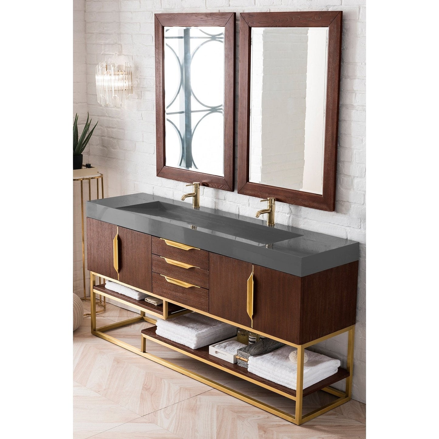 James Martin Vanities Columbia 72" Double Vanity - 388-V72D-AGR-MB-DGG