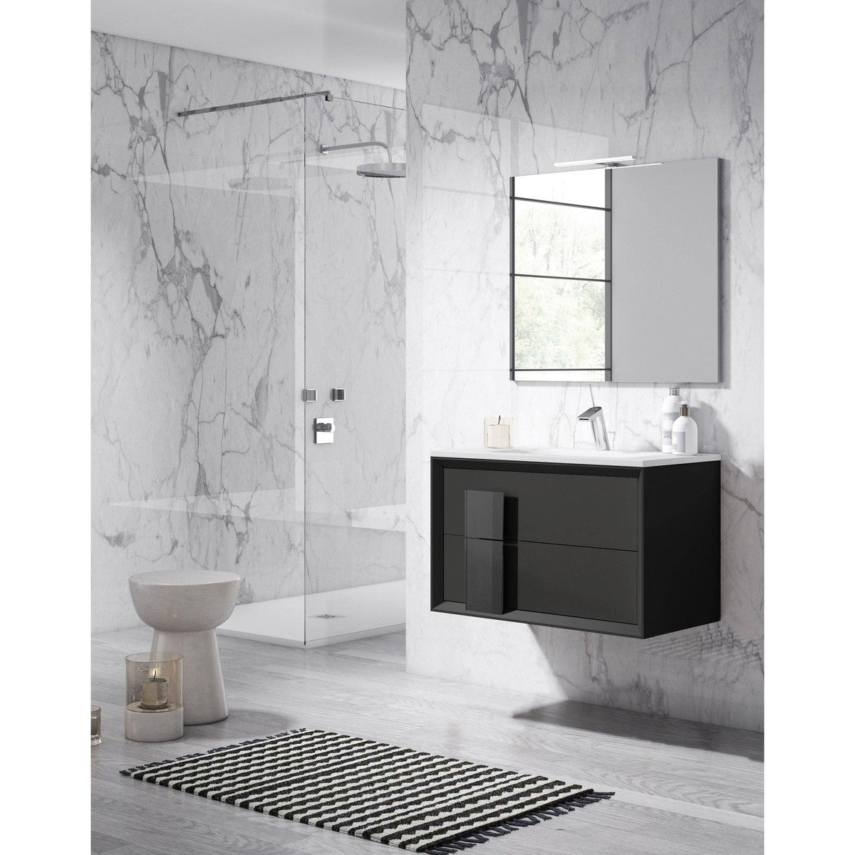 Lucena Bath DÃ©cor Cristal 32" Bathroom Vanity in White, Black, Grey, White and Black, White and Grey or Black and Grey - Backyard Provider