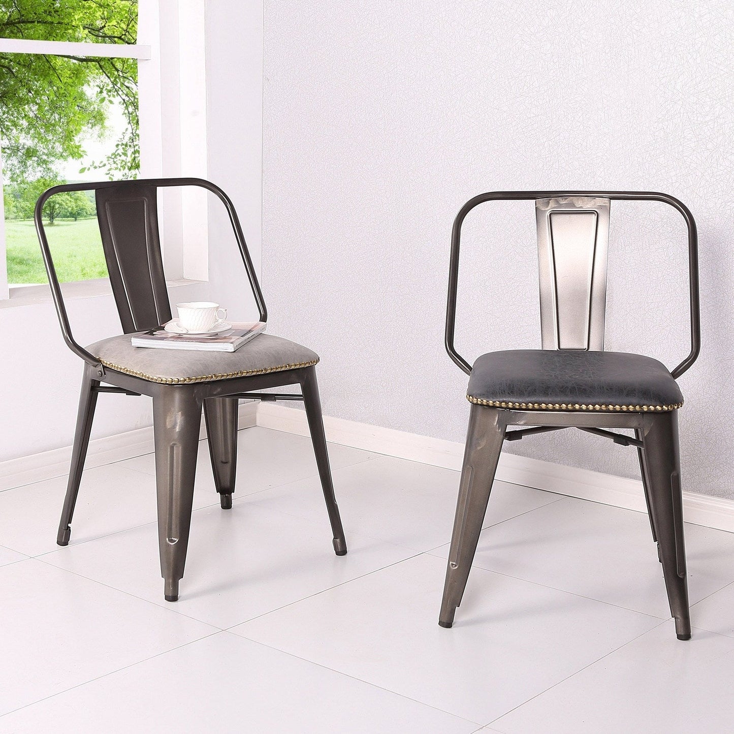 New Pacific Direct Brian PU Leather Metal Side Chair, (Set of 4)  - 9300030-240