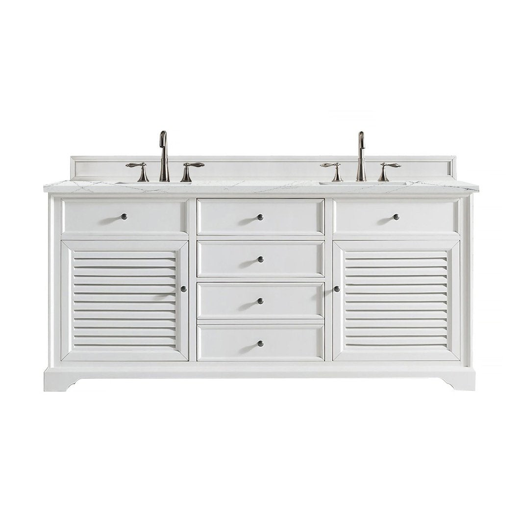 James Martin Vanities Savannah 72" Bright White Double Vanity - 238-104-V72-BW-3AF