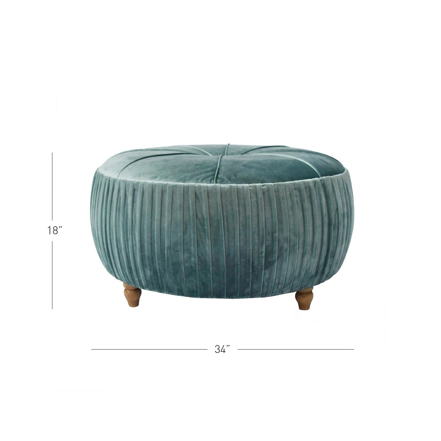 New Pacific Direct Helena Velvet Round Ottoman  - 1600007-185