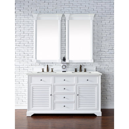 James Martin Vanities Savannah 60" Bright White Double Vanity - 238-104-V60D-BW-3AF
