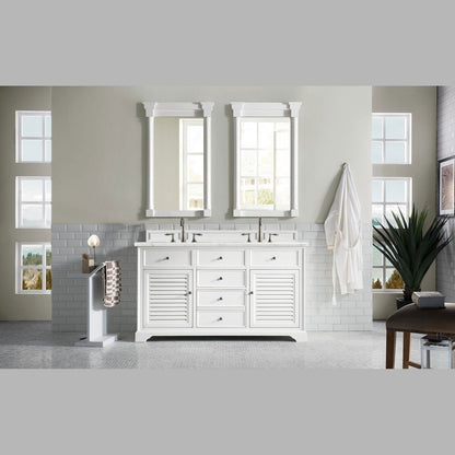 James Martin Vanities Savannah 60" Bright White Double Vanity - 238-104-V60D-BW-3AF