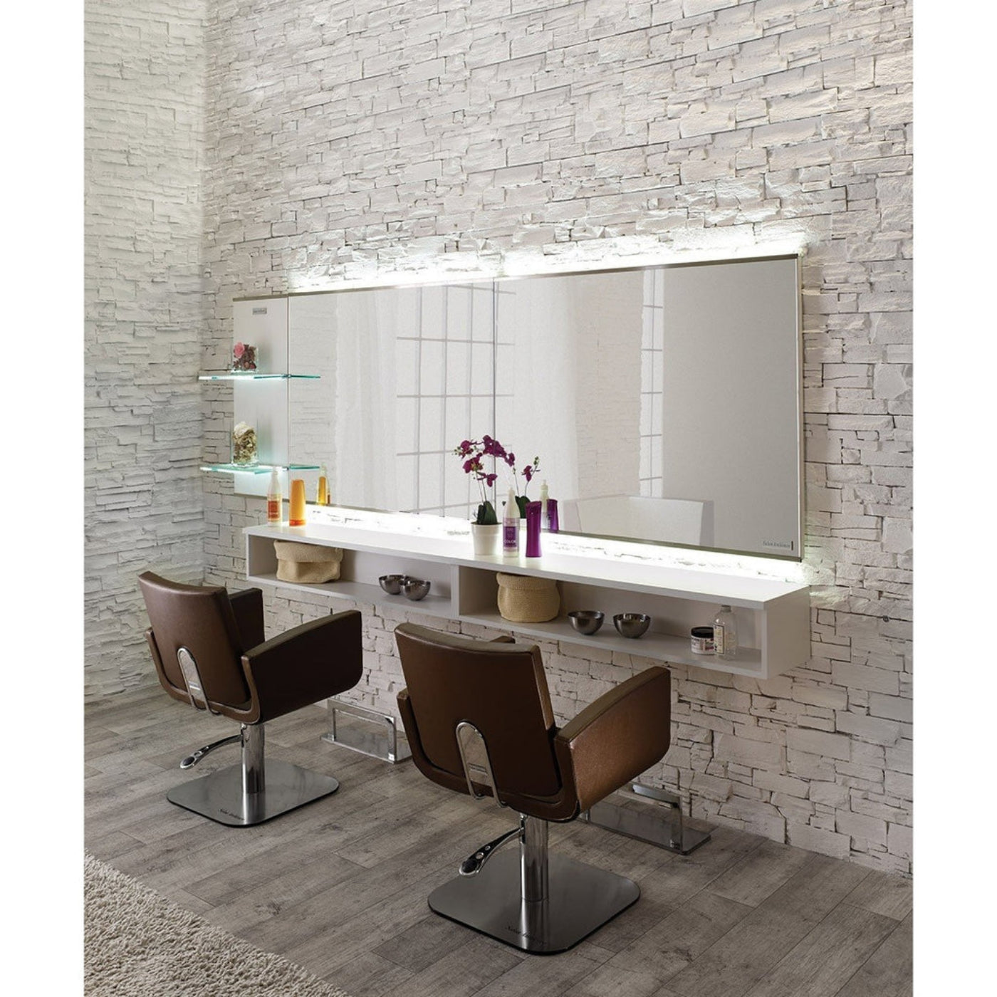 Salon Ambience Horizon Mirror Styling Station w/ Storage