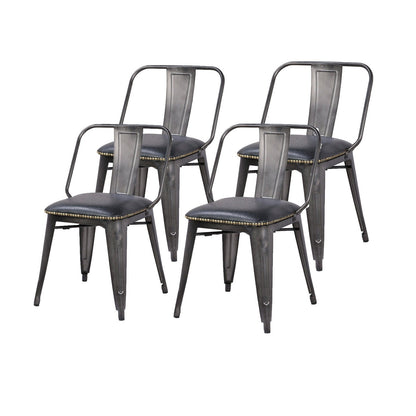 New Pacific Direct Brian PU Leather Metal Side Chair, (Set of 4)  - 9300030-240