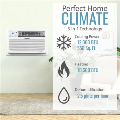 Keystone - 12, 000 BTU Through the Wall Heat/Cool, R32  -  KSTAT12-2HD