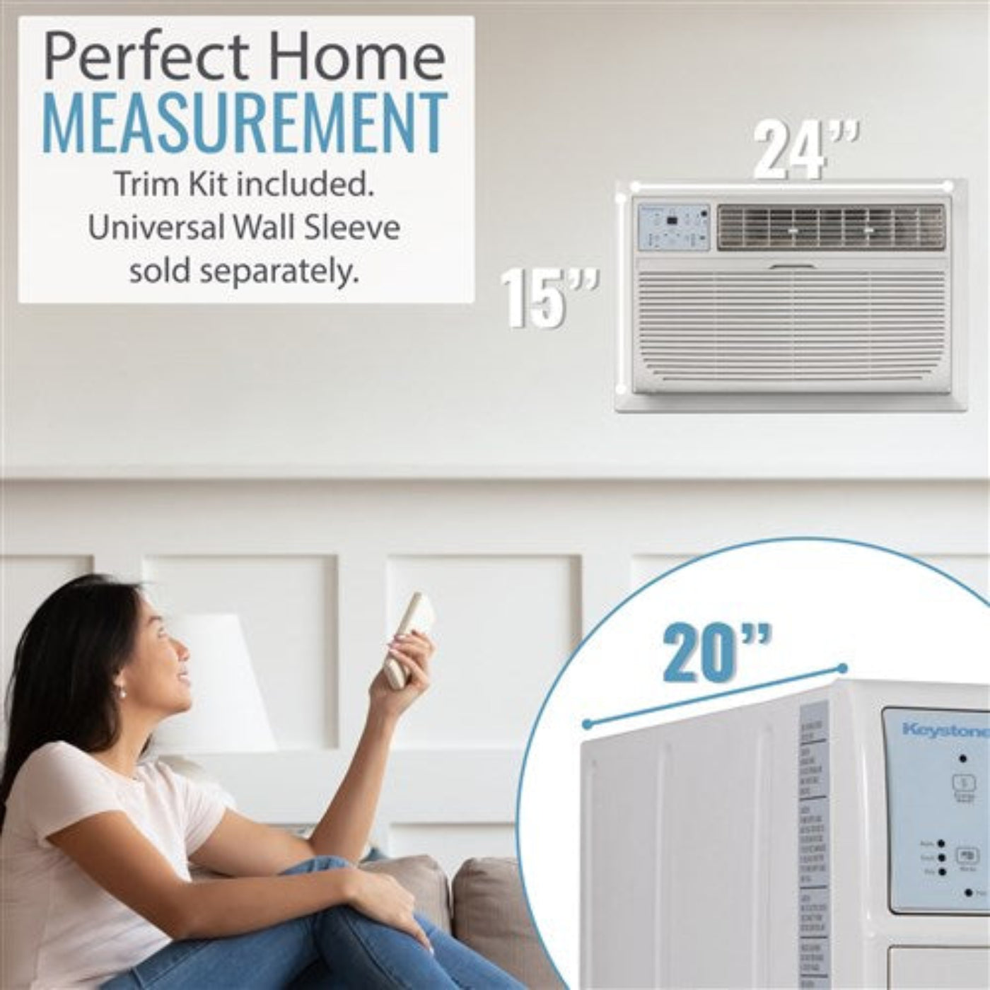 Keystone - 8, 000 BTU Through the Wall Heat/Cool, R32  -  KSTAT08-1HD