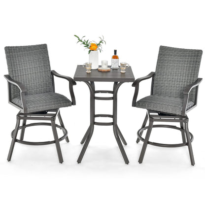 Tangkula 3 Pieces Swivel Bar Set, Aluminum Bar Height Furniture Set - NP10971+