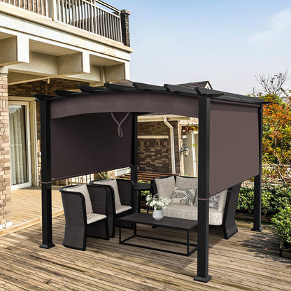 Tangkula 10ft x 10ft Outdoor Retractable Pergola, Patio Metal Pergola with Adjustable Sliding Sun Shade Canopy - NP10096WL-CF