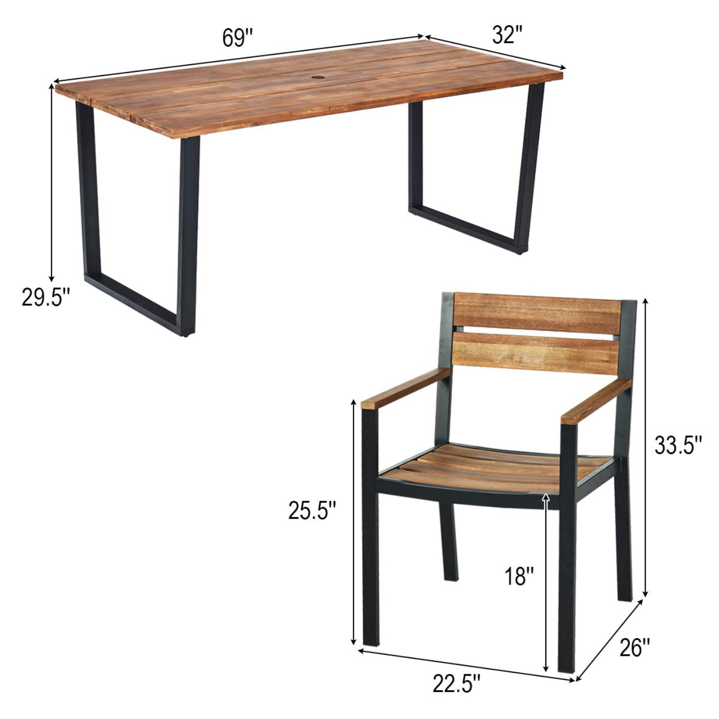 Tangkula 7PCS Outdoor Dining Set, Patio Dining Furniture Set with Sturdy Steel Frame - HW65220+