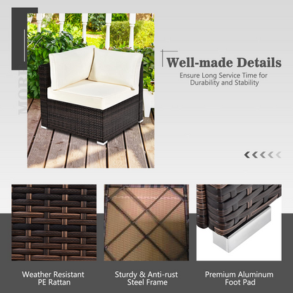 Tangkula 8 Piece Outdoor Wicker Sofa Set, Patio Rattan Conversation Set - NP10261CF+HW67937WHA+