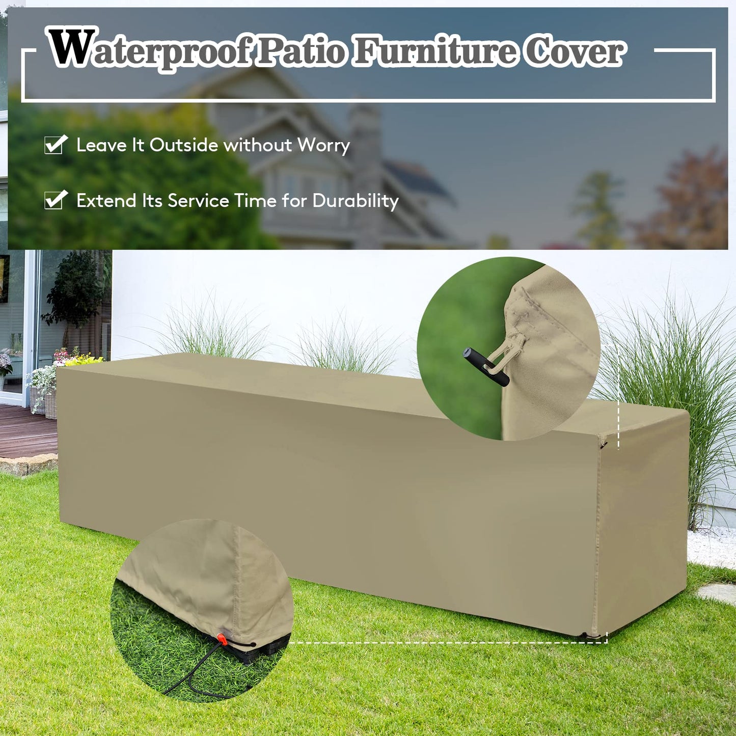 Tangkula 8-Piece Patio Furniture Set with Cover, 2 Ottomans, 2 Armless Sofas & Corner Sofas - HW68605WH+