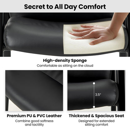 Tangkula Waiting Room Chairs, Upholstered PU Leather Conference Room Chairs with Padded Armrests, Black - CB10598DK-2