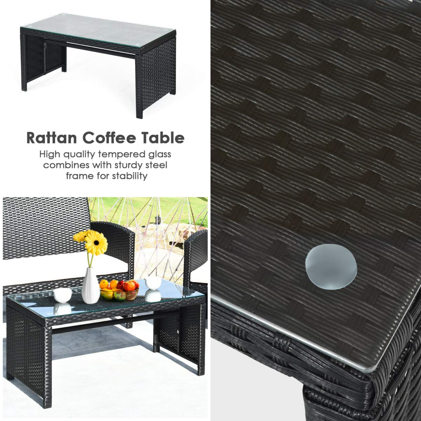 Tangkula Patio Wicker Conversation Furniture Set - 2*HW63239