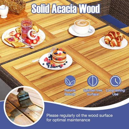 Tangkula 9 Pieces Patio PE Wicker Dining Set - HW73184WH+