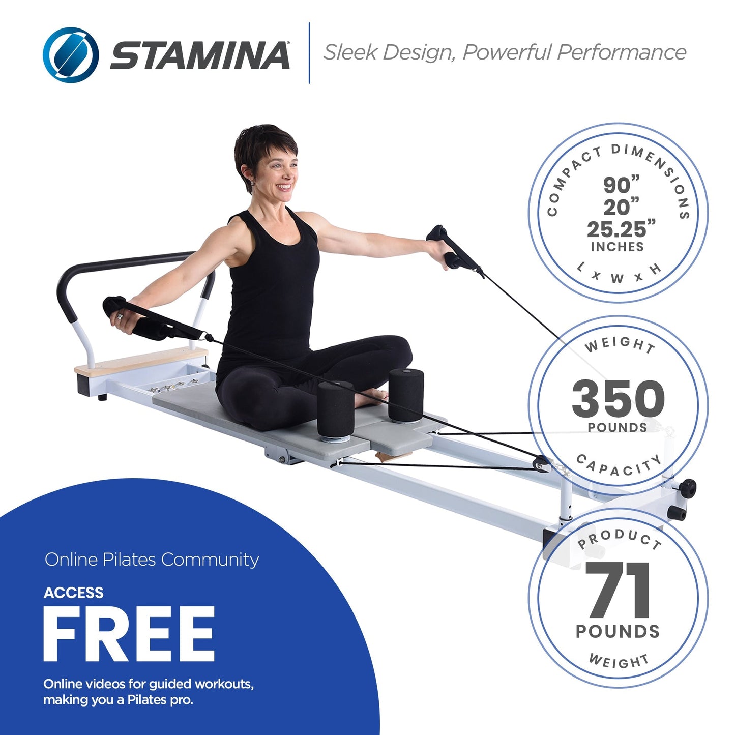 Stamina AeroPilates Precision Series Reformer Resistance Pilates Workout Board - 249426