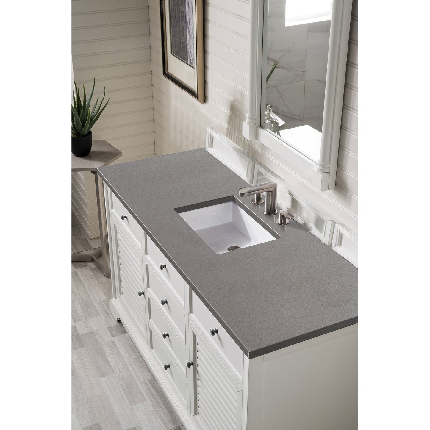 James Martin Vanities Savannah 60" Bright White Single Vanity - 238-104-V60S-BW-3AF