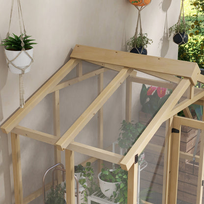 Outsunny 6.5' x 4' x 6.7' Outdoor Greenhouse with Wood Frame, Automatic Temperature Window and Lockable Door - 84H-020V00ND