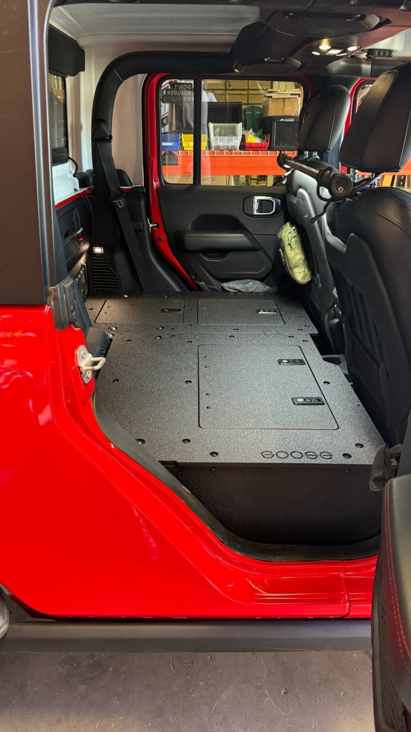 GOOSE GEAR Jeep Gladiator 2019-Present JT 4 Door - Second Row Seat Delete Plate System - High Platform - 1560-GGR-SH