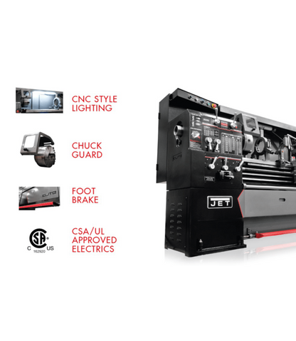 JET Elite Lathe E-1440VS with ACU-RITE 303 DRO with Taper Attachment - JT9-892462