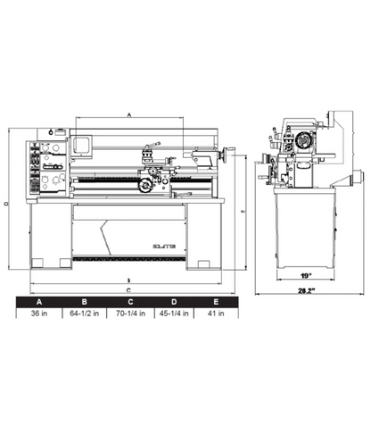 JET Elite Lathe E-1440VS with ACU-RITE 203 CSS DRO - JET-892457