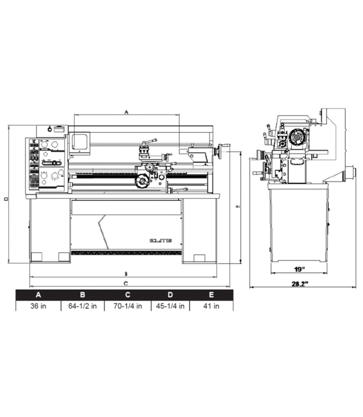 JET Elite Lathe E-1440VS with Taper Attachment and Collet Closer - JT9-892452