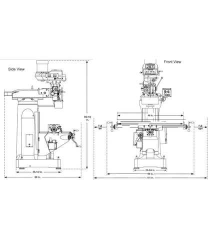 JET Elite EVS-949 Mill with 3-Axis Newall DP700 (Knee) DRO - JT9-894365