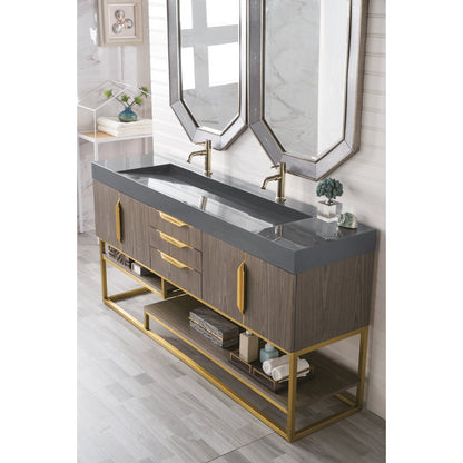 James Martin Vanities Columbia 72" Double Vanity - 388-V72D-AGR-MB-DGG