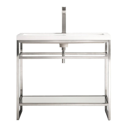 James Martin Vanities Boston 39.5" Stainless Steel Sink Console - C105V39.5RGDSCGWWG