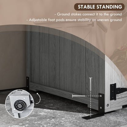 Outsunny Vertical Wood Storage Cabinet with Waterproof Asphalt Roof & Lockable Doors, Gray - 84H-078V00GY