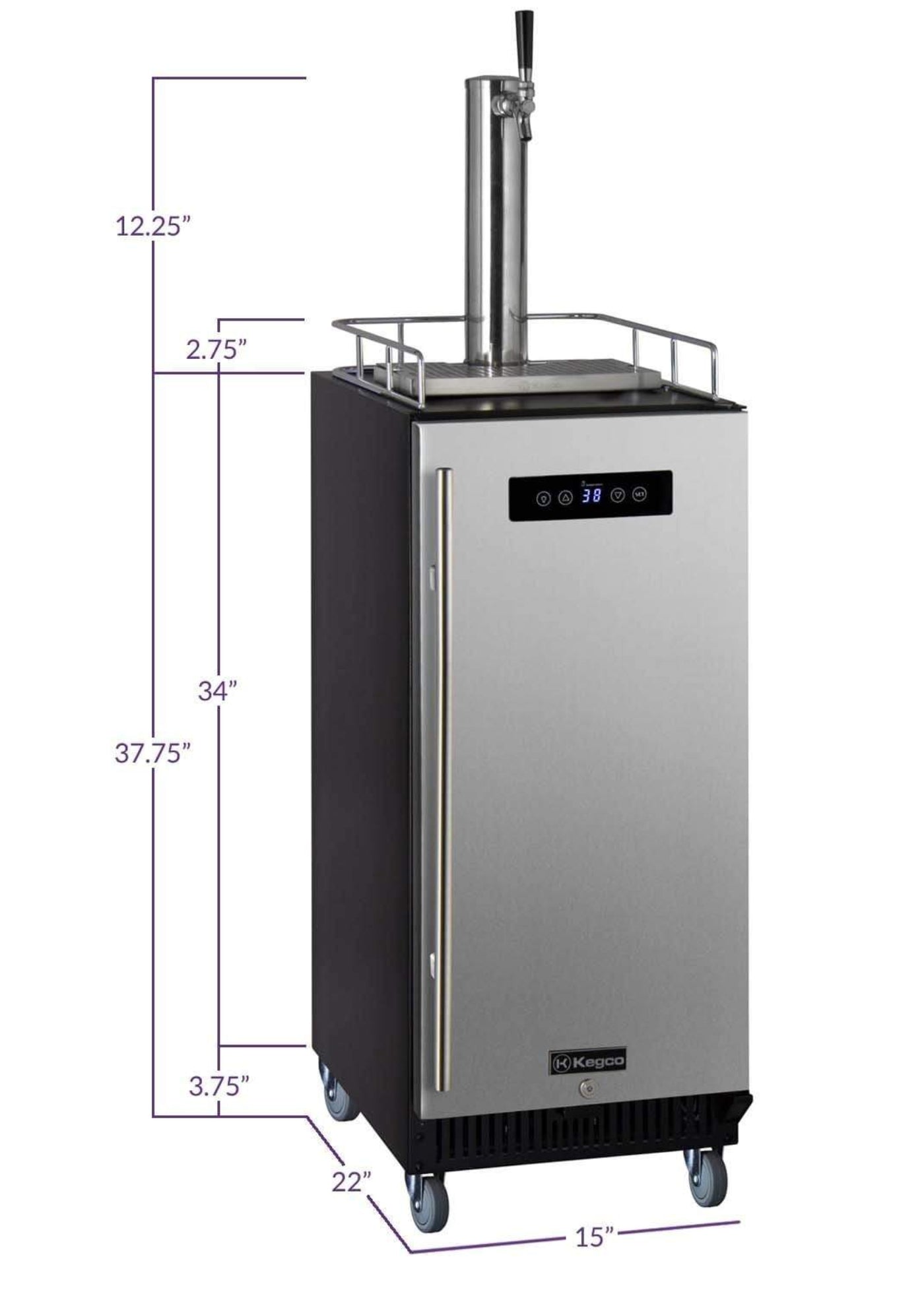 15" Wide Cold Brew Coffee Single Tap Black Commercial Kegerator - ICS15BBRNK