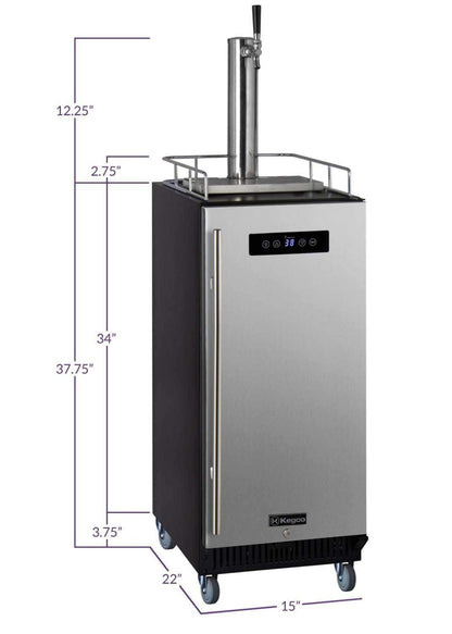 15" Wide Cold Brew Coffee Single Tap Black Commercial Kegerator - ICS15BBRNK