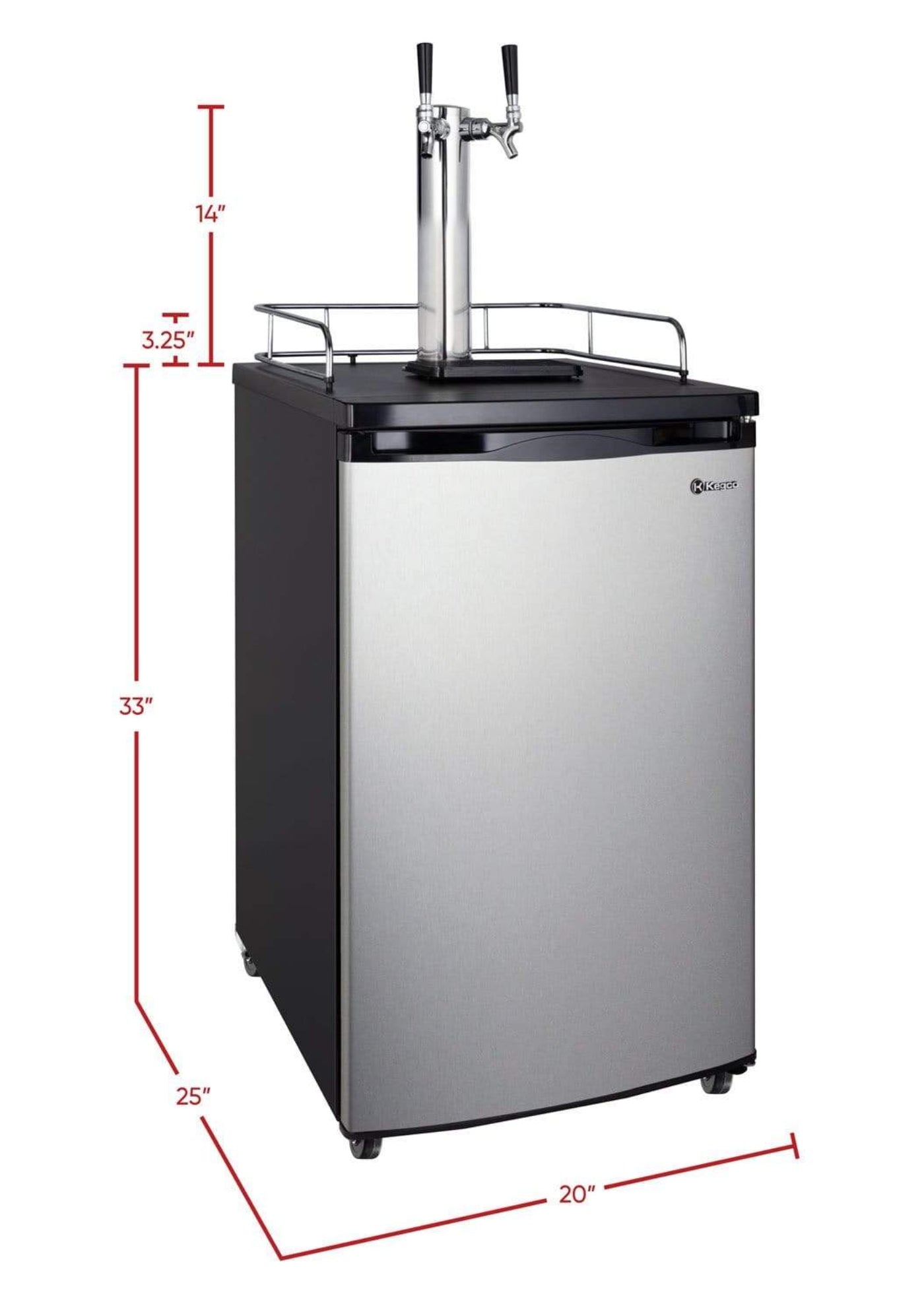 Kegco 20" Wide Kombucha Tap Stainless Steel Kegerator - KOM19S-1NK
