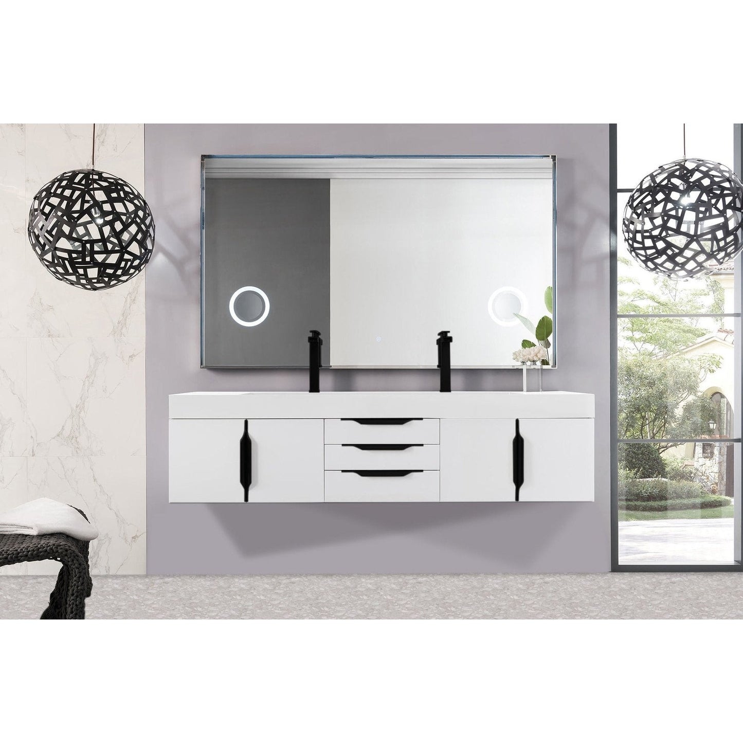 James Martin Vanities Mercer Island 72" Double Vanity - 389-V72D-AGR-G-DGG